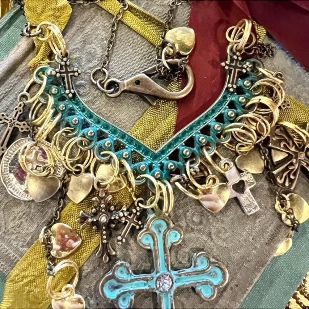 Cross statement necklace. Boho spiritual necklace. Beautiful and full of grace.